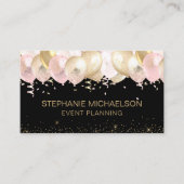 Party Planner Blush Roze Gouden Glitter Ballon Visitekaartje (Voorkant)