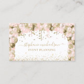 Party Planner Blush Roze Gouden Glitter Ballon Visitekaartje (Voorkant)