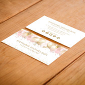 Party Planner Blush Roze Gouden Glitter Ballon Visitekaartje