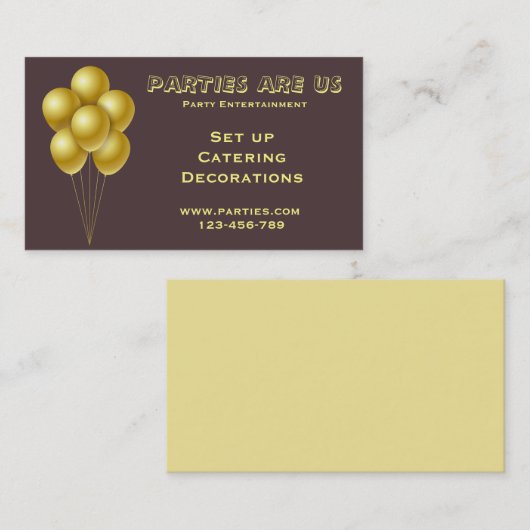 Party planner entertainment catering freelance visitekaartje (Voorkant / Achterkant)