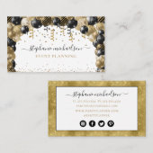 Party Planner Gold Glitter-ballon Visitekaartje (Voorkant / Achterkant)