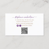 Party Planner Paarse gouden ballon QR-code Visitekaartje (Achterkant)