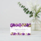 Party Planner Paarse gouden ballon QR-code Visitekaartje (Staand voorkant)