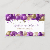 Party Planner Paarse gouden ballon QR-code Visitekaartje (Voorkant)