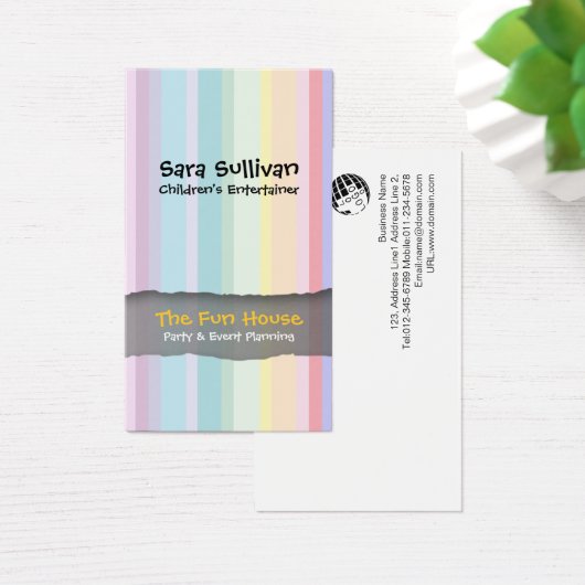 Party Planner Special Skills Service PastelStripes Visitekaartje (Bureau)