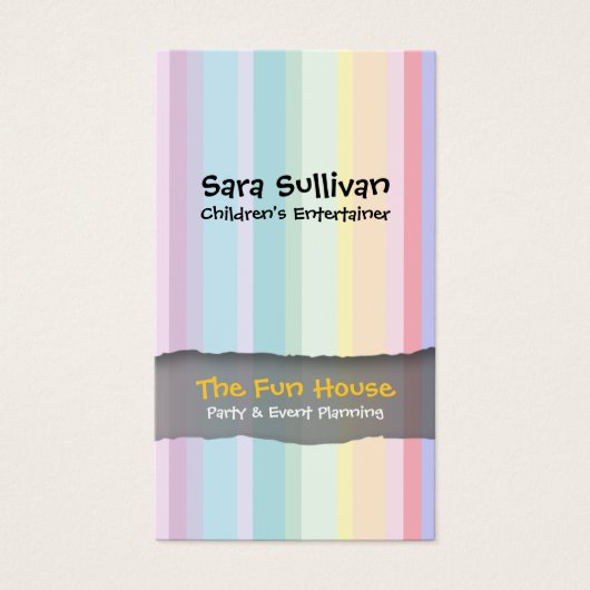 Party Planner Special Skills Service PastelStripes Visitekaartje (Voorkant)