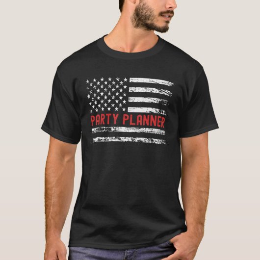 Party Planner USA Flag Profession Retro Job Title T-shirt (Voorkant)