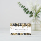 Party Planner Zwart Gouden Ballon QR Code Visitekaartje (Staand voorkant)
