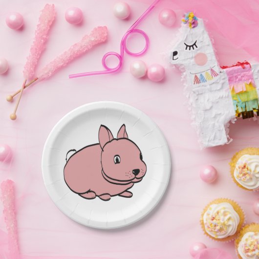 Party plate with Pink Rabbit design Papieren Bordje (Feest)