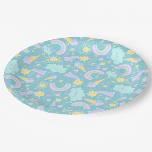 Party Plates to a magical birthday party. Papieren Bordje (Gekanteld)