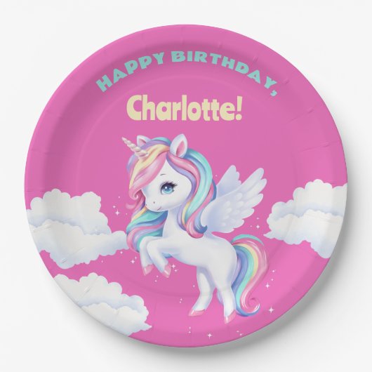 Party Plates to a magical birthday party. Papieren Bordje (Voorkant)