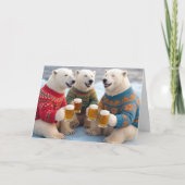 Party Polar Bears Wearing Christmas Ugly Sweaters Kaart (Voorkant)