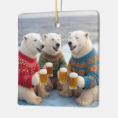 Party Polar Bears Wearing Christmas Ugly Sweaters Keramisch Ornament (Links)