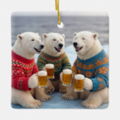 Party Polar Bears Wearing Christmas Ugly Sweaters Keramisch Ornament (Voorkant)