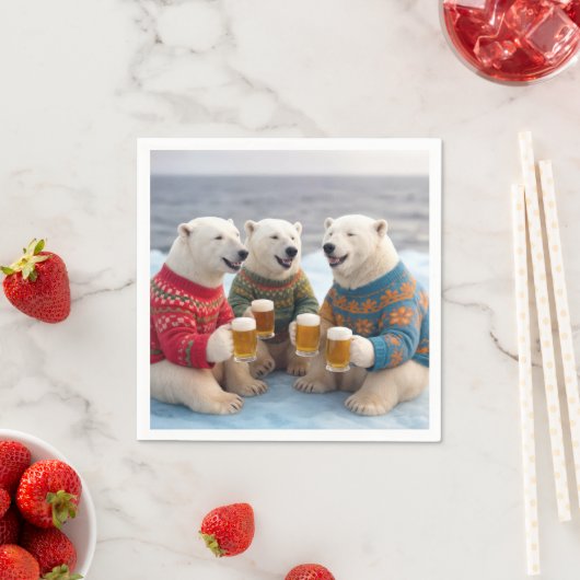 Party Polar Bears Wearing Christmas Ugly Sweaters Servet (Insitu)
