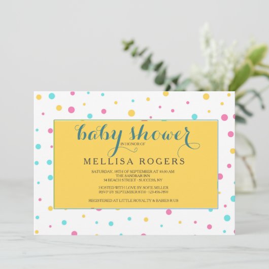 Party Polka Dot Invitation Kaart (Staand voorkant)