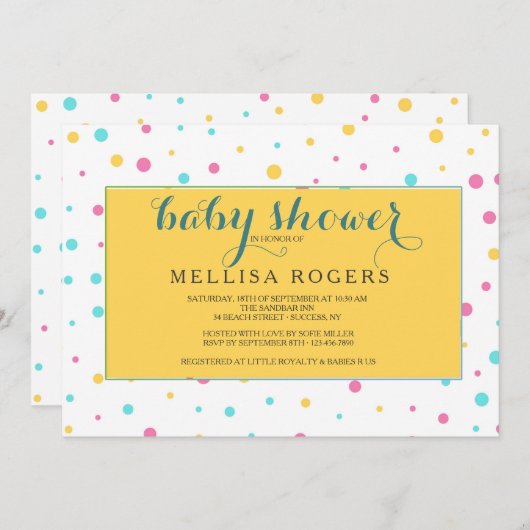 Party Polka Dot Invitation Kaart (Voorkant / Achterkant)