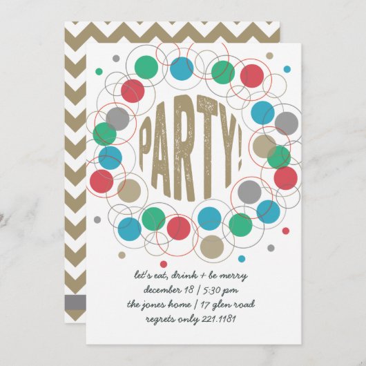 Party Polka Dots Kaart (Voorkant / Achterkant)