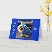 PARTY POMERANIAN SAY WOOF VOOR 40e VERJAARDAG Kaart (Gele Bloem)