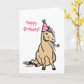 Party Pony Girls Verjaardag Kaart (Gele Bloem)