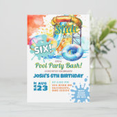 Party Pool Bash Waterslide Verjaardag Kaart (Staand voorkant)