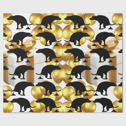 Party Pooper Hilarische Pooping Dog Cadeaupapier (Vlak)