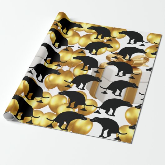 Party Pooper Hilarische Pooping Dog Cadeaupapier (Uitgerold)