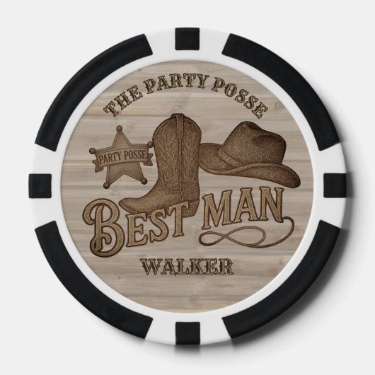 Party Posse Beste Man Rustieke Cowboy vrijgezellen Poker Chips (Voorkant)