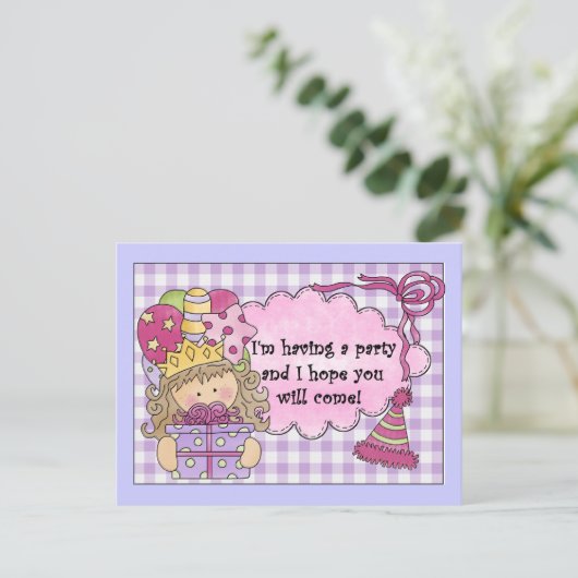 Party Prinses Verjaardag Uitnodigingen (Staand voorkant)