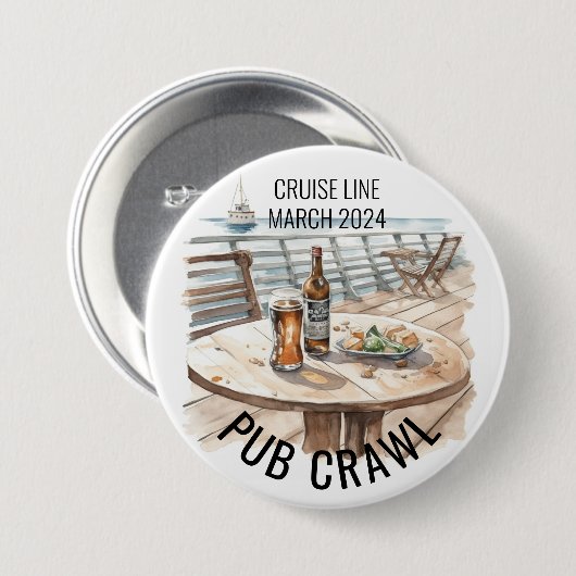 Party Pub Crawl Cruise Line Bachelorette Ronde Button 7,6 Cm (Voorkant /achterkant)