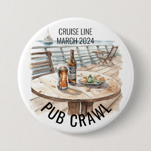 Party Pub Crawl Cruise Line Bachelorette Ronde Button 7,6 Cm