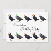 Party Puffin Row Birthday Invitation Kaart (Voorkant)