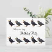 Party Puffin Row Birthday Invitation Kaart (Staand voorkant)