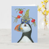 Party Puffin wenskaart Kaart (Gele Bloem)