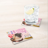 Party Pug and Birthday Cake Cute Kartonnen Onderzetters (Insitu)