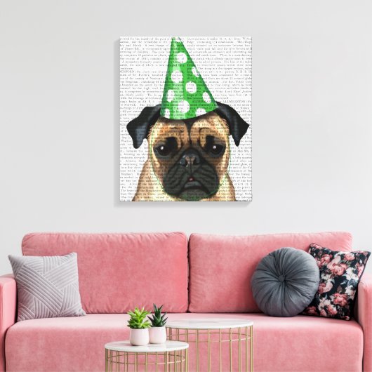 Party Pug Canvas Afdruk (Insitu (Woonkamer))