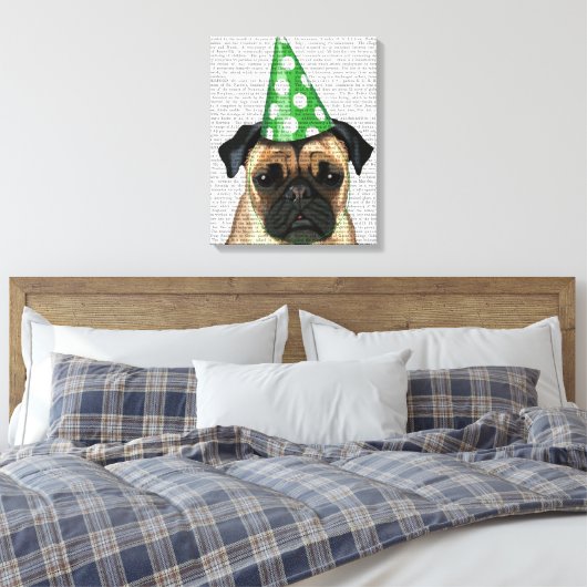 Party Pug Canvas Afdruk (Insitu (Slaapkamer))