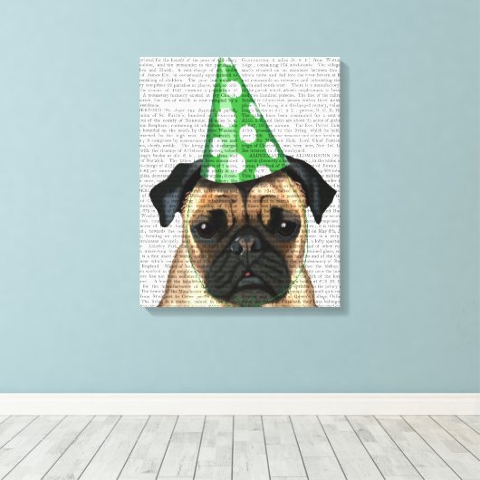 Party Pug Canvas Afdruk (Insitu (Houten vloer))