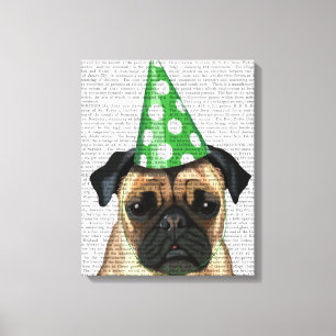 Party Pug Canvas Afdruk