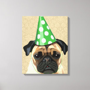 Party Pug Canvas Afdruk