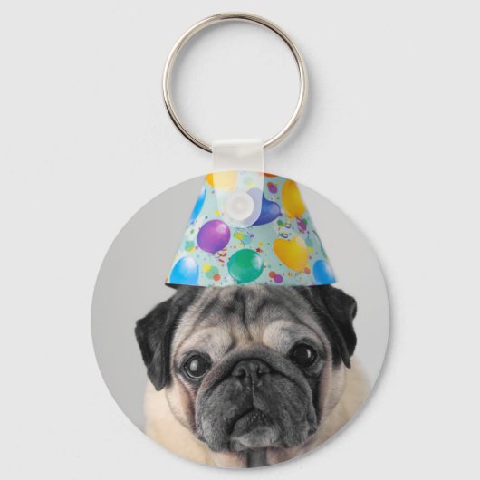 Party Pug Sleutelhanger (Voorkant)
