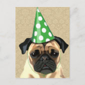 Party Pug Uitnodiging Briefkaart (Voorkant)