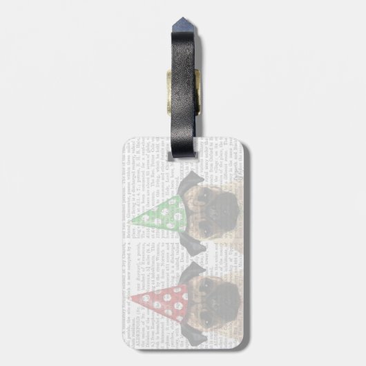 Party Pugs Pair Bagagelabel (Achterkant verticaal)