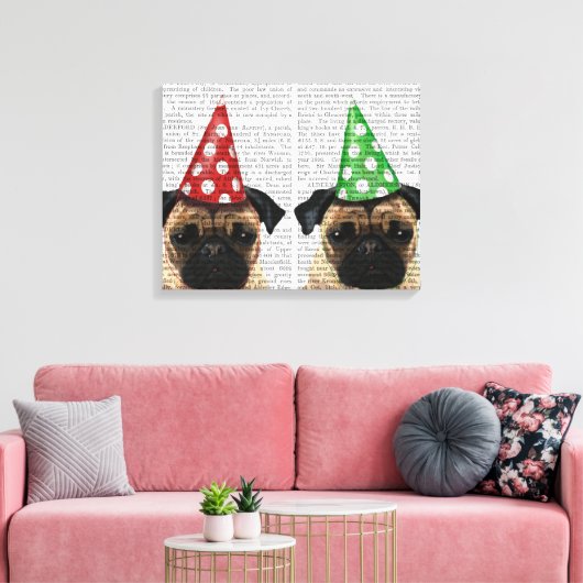 Party Pugs Pair Canvas Afdruk (Insitu (Woonkamer))
