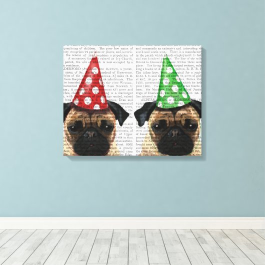 Party Pugs Pair Canvas Afdruk (Insitu (Houten vloer))
