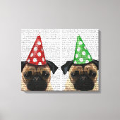 Party Pugs Pair Canvas Afdruk (Voorkant)
