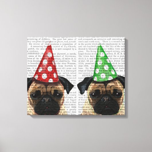 Party Pugs Pair Canvas Afdruk (Voorkant)