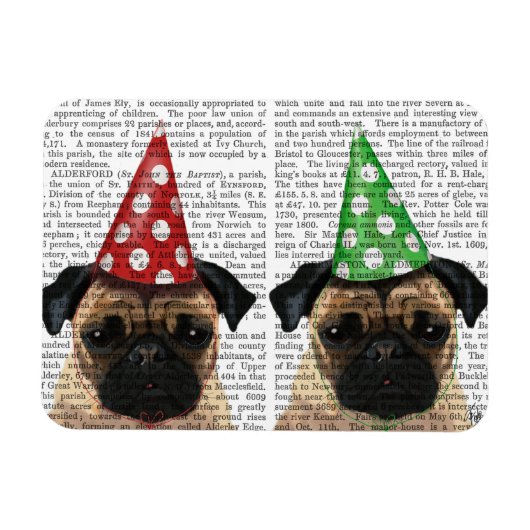 Party Pugs Pair Magneet (Horizontaal)