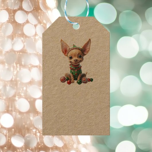 Party Pup Christmas Dog Kraft Gift Labels Cadeaulabel