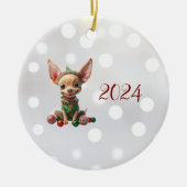 Party Pup Kerst Elf Keramisch Ornament (Voorkant)